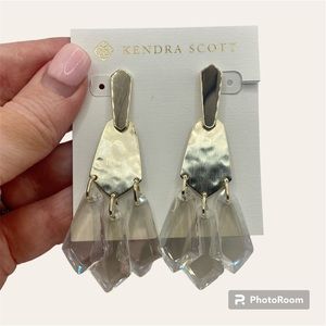 NWT Kendra Scott Loris Gold Clear Glass Statement Earrings